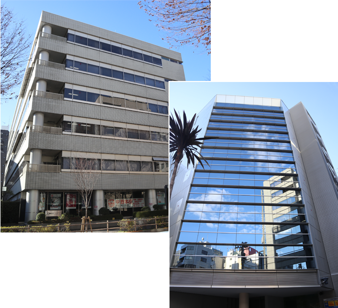 グッドデザイン賞を受賞したUD日比谷ビル（左）とアーバンネット日本橋ビル（右）